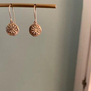 Petite silver "sandollar" shaped drop earrings